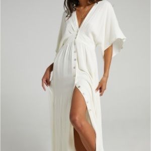 Showpo Sitting Pretty Dress (Natural/White) Size 4